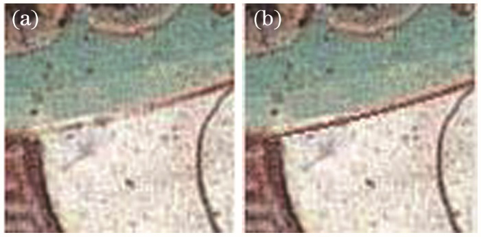 Images before and after edge fitting. (a) Image with edge missing; (b) image with edge fitting