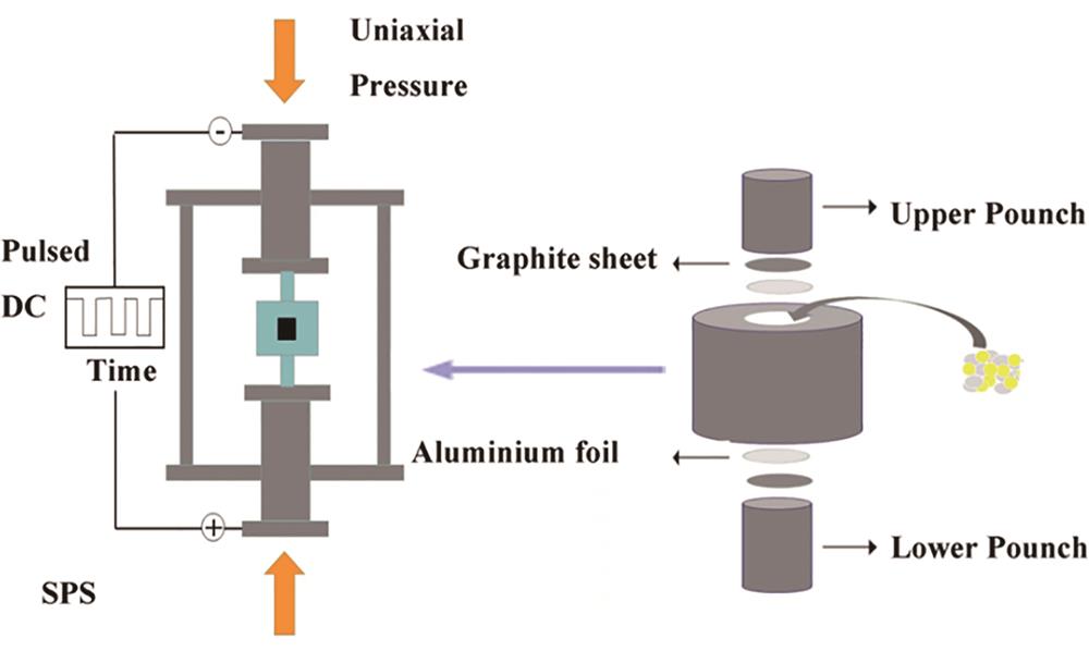 Schematic diagram of SPS sintering device and graphite mold[2]