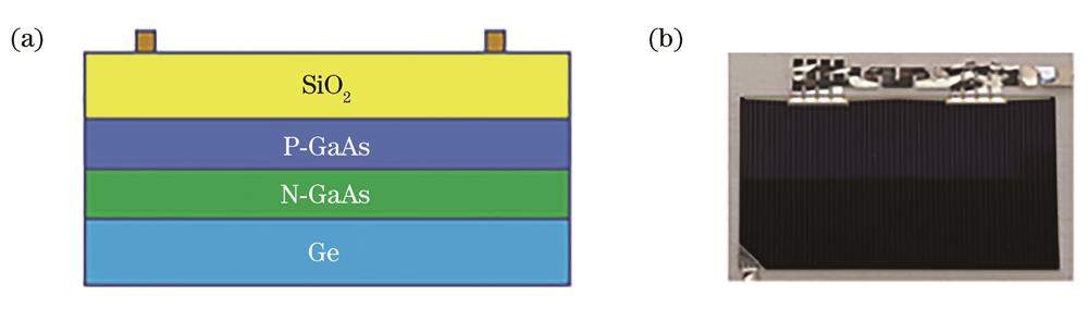 Structure of the GaAs solar cell. (a) Schematic diagram of the structure; (b) physical map
