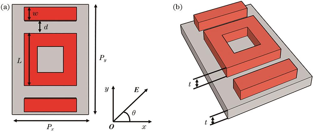 Model of the SA. (a) xy view; (b) three-dimensional view