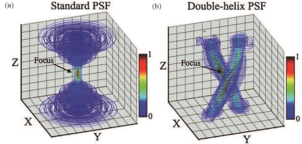 3D intensity distribution[15]. (a) Standard PSF; (b) DH-PSF