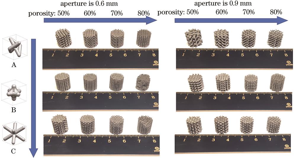 Lattice structure samples printed by SLM