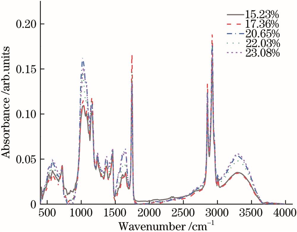 Mid-infrared absorption spectra of camellia seeds with different oil contents