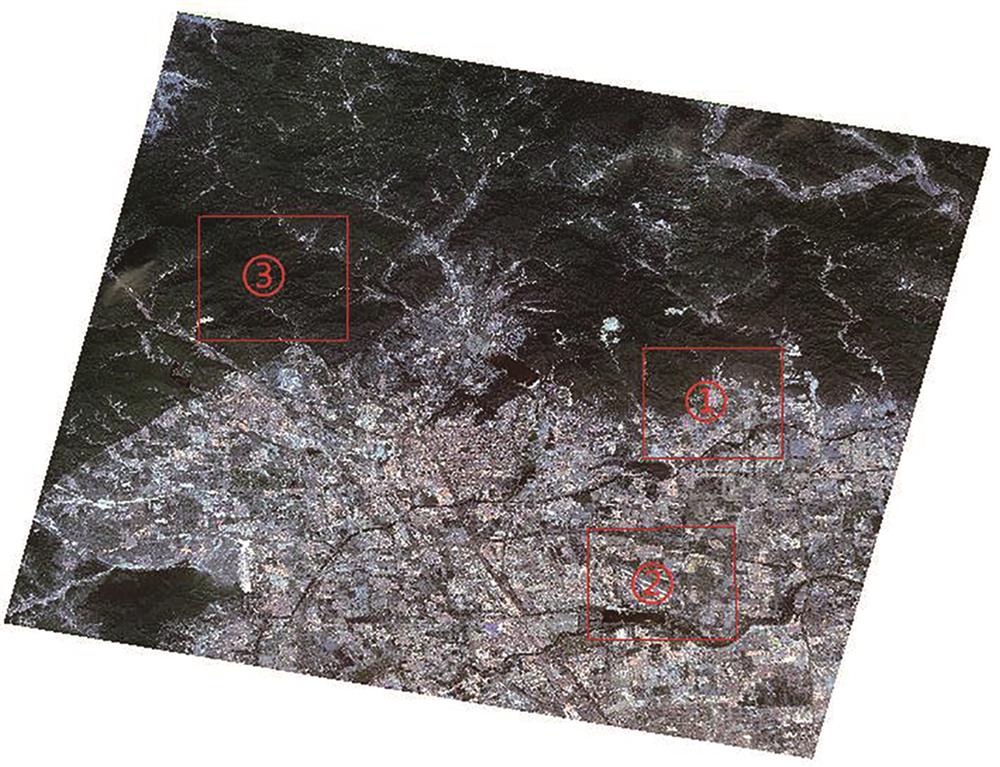 Experiment GF-1 image and location of selected experimental area