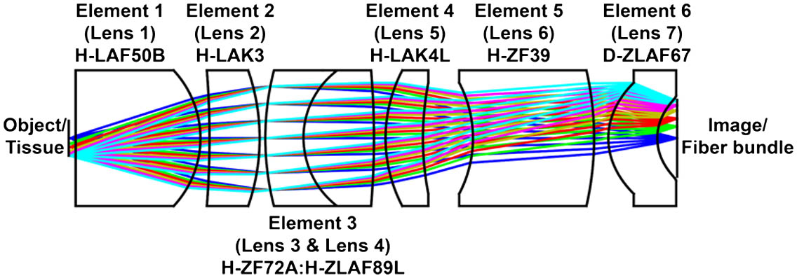 Schematic diagram of the large-FOV miniature objective lens.