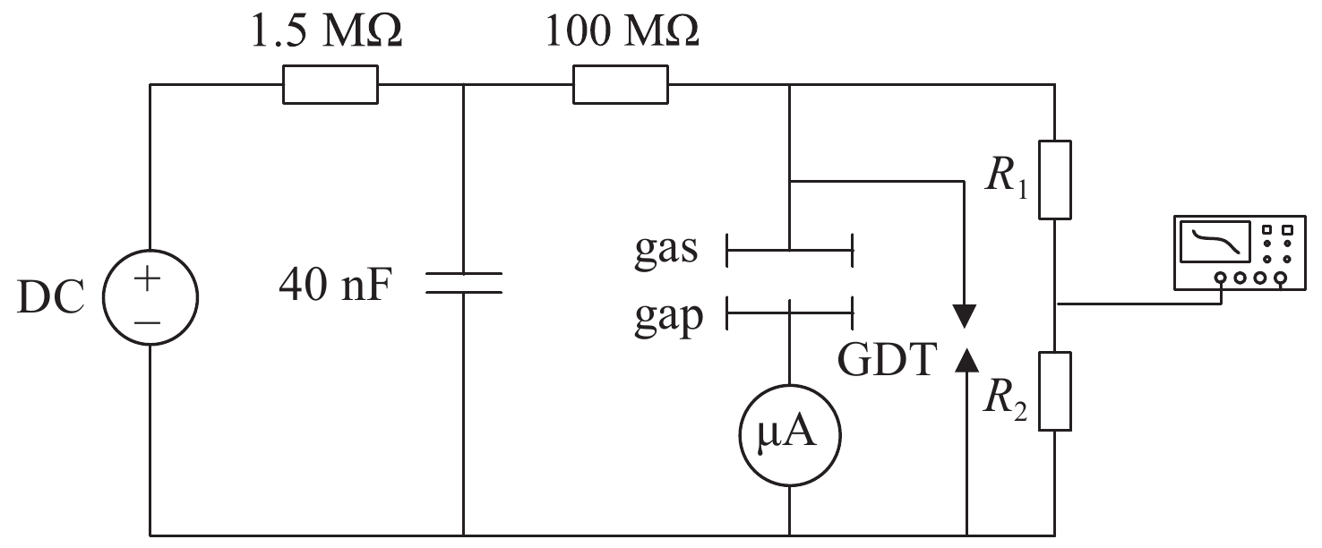 Test circuit of single gap corona discharge characteristics
