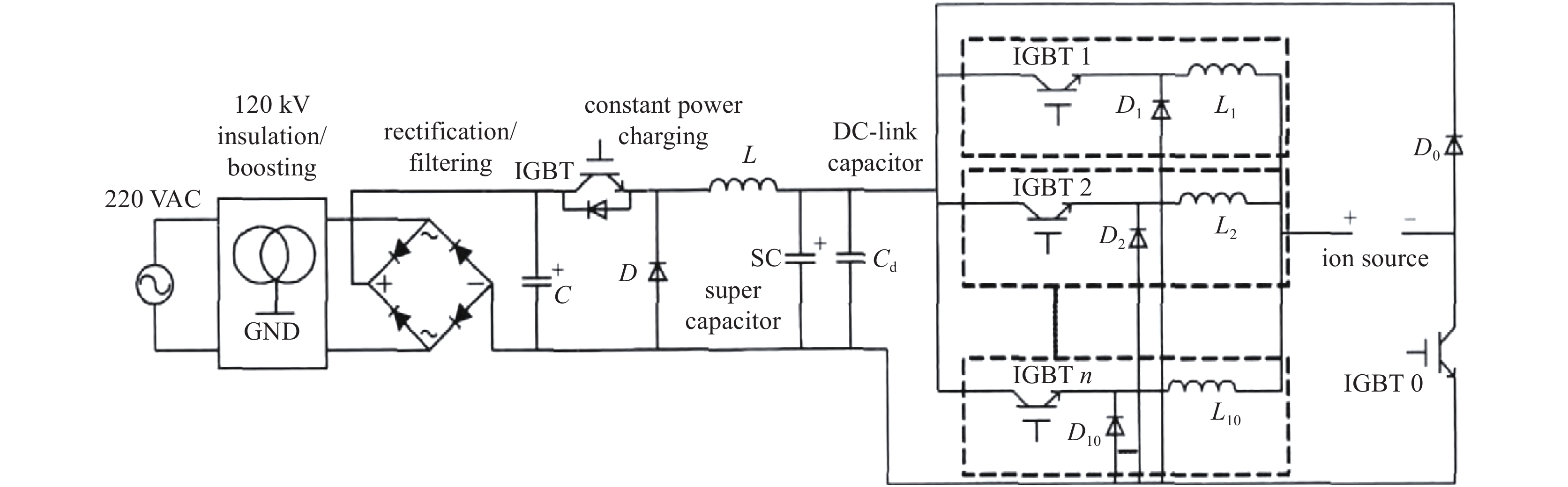 Main circuit diagram of NBI arc power supply of HL-2M