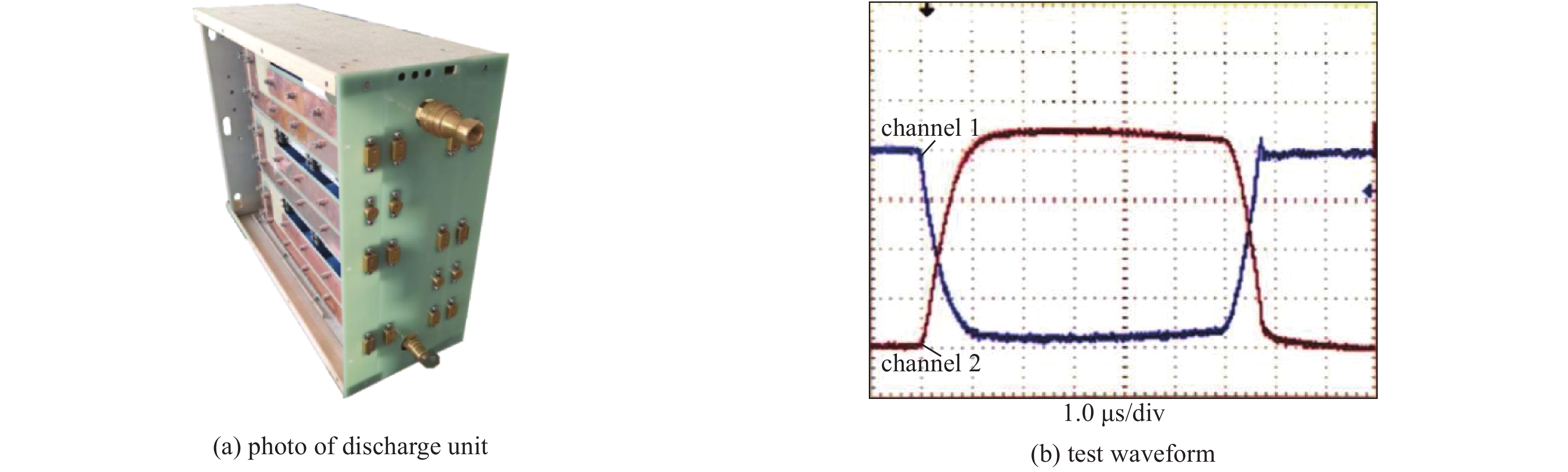Photo and test waveforms of discharge module