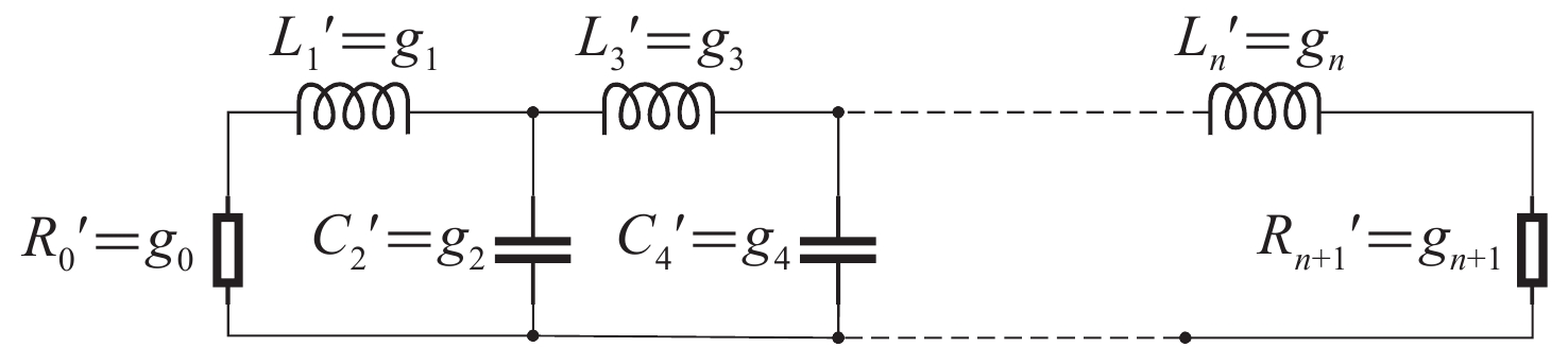 Lumped circuit of low-pass prototype filter