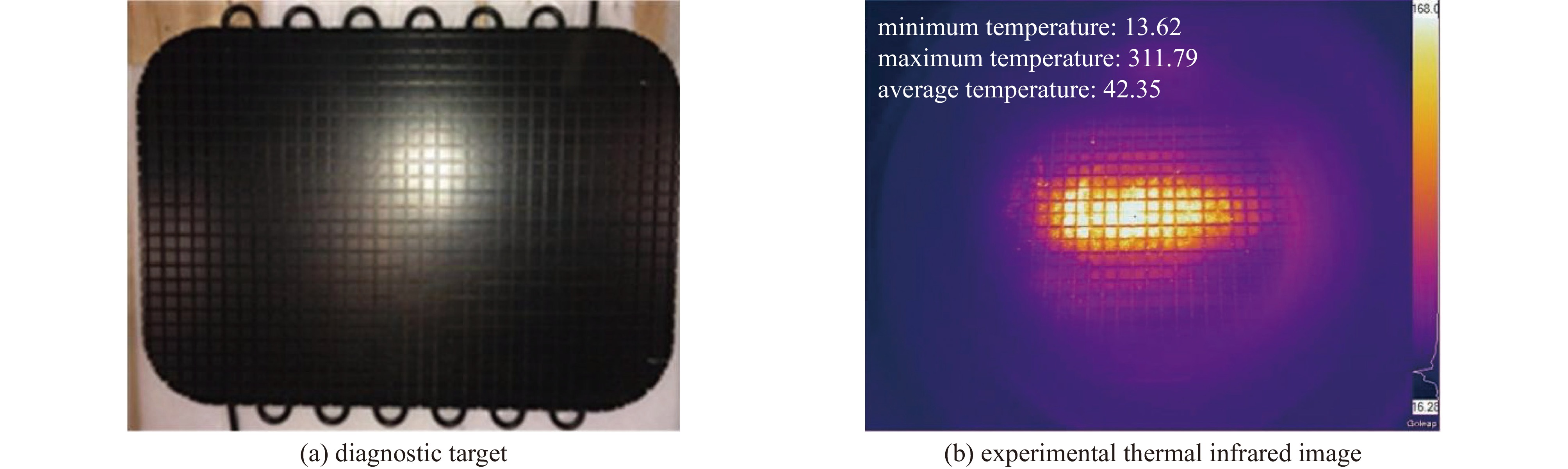 Diagnostic target and experimental thermal infrared image