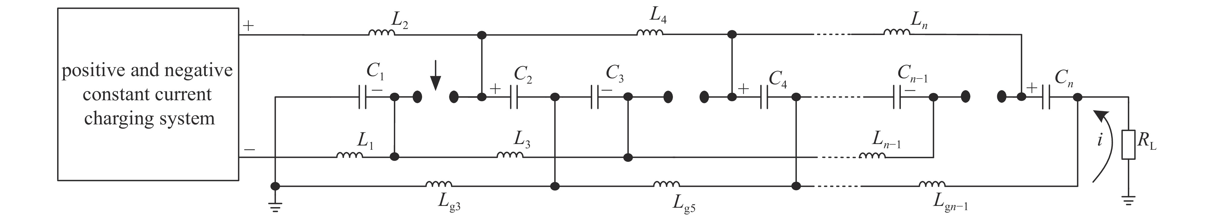 Circuit diagram of positive and negative charging Marx generator