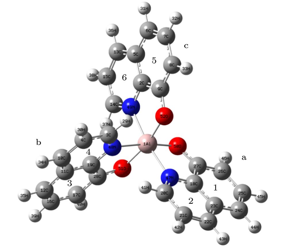 Structure of the mer-Alq3 molecule.mer-Alq3的分子结构