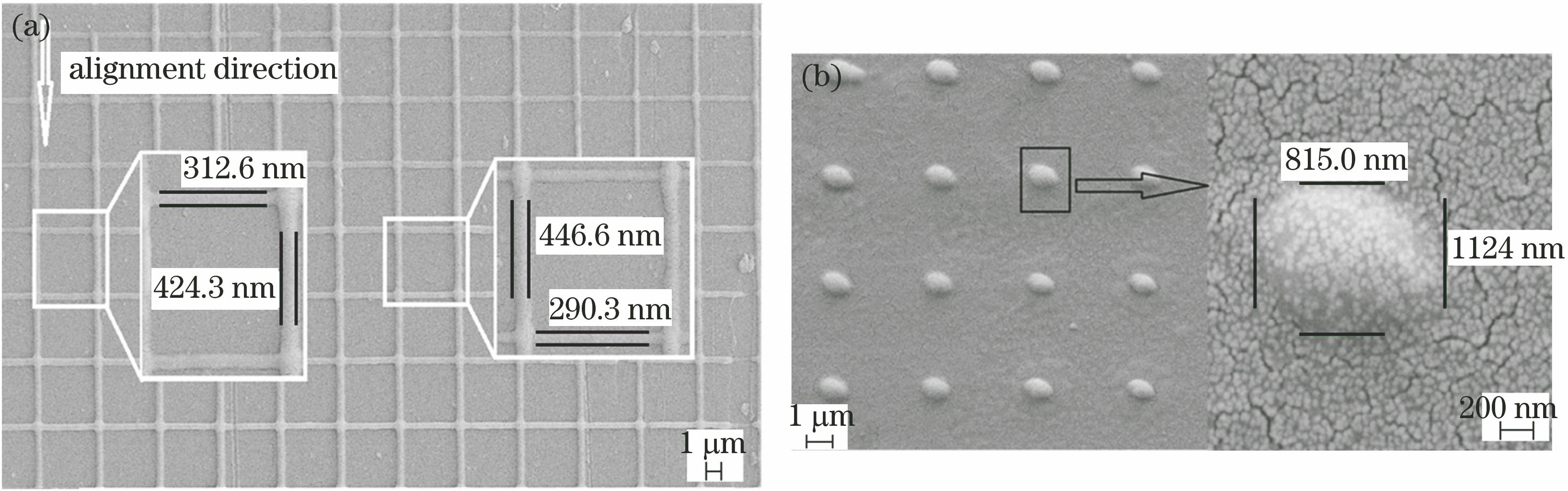 SEM images of polymerizable liquid crystal systems after processing[24]. (a) Two-dimensional grating; (b) two-dimensional lattice