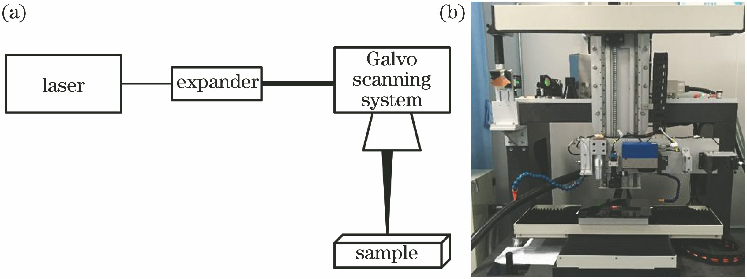Schematic and photo of experimental setup. (a) Schematic; (b) photo