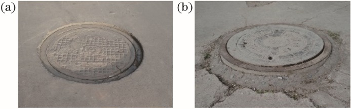 Common manhole cover disease problems.(a) Manhole cover sinking; (b) manhole cover raised
