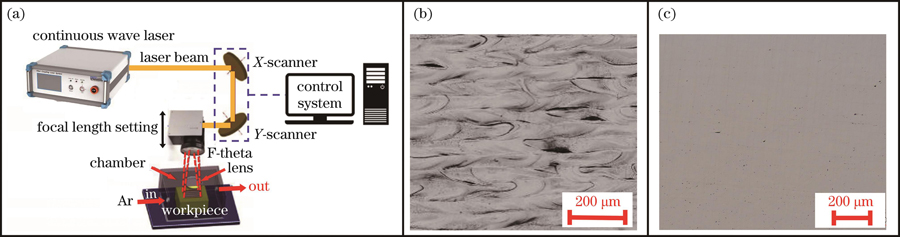 Schematic of experimental equipment and sample surface morphologies. (a) Schematic of experimental equipment; (b) surface topography of low-roughness sample; (c) surface morphology of flannelette polishing sample