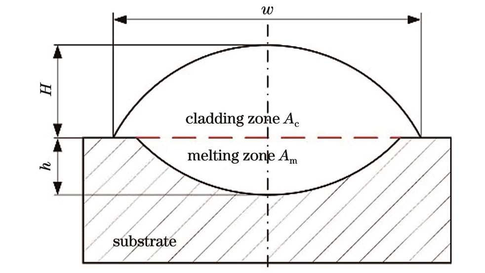 Schematic of geometrical size of single-track cladding layer
