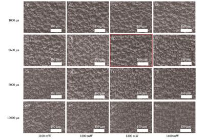 SEM morphologies of diamond surface processed by femtosecond laser under different powers and exposure time