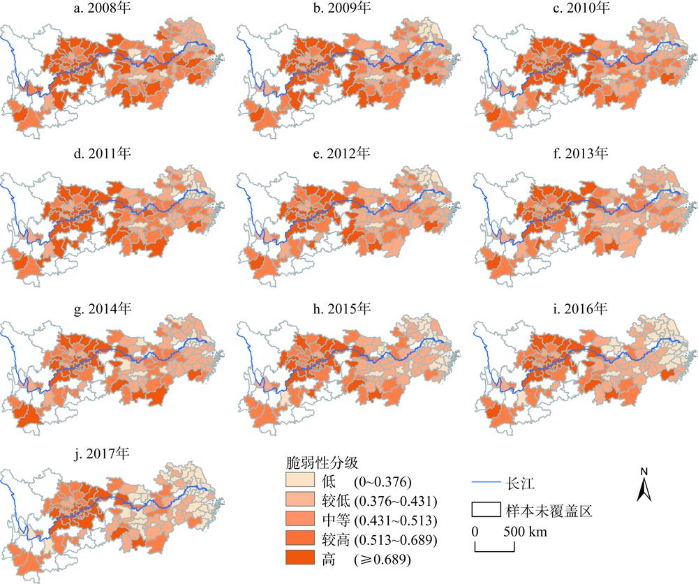 The land spatial vulnerability index in the Yangtze River Economic Belt