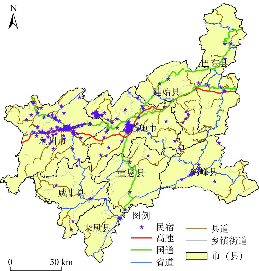 Distribution of homestay inn samples in Enshi
