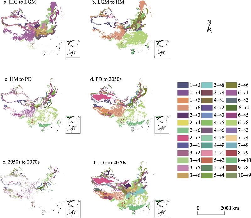 Spatio-temporal pattern evolution of super-classes for potential natural vegetation from Last Interglacial to future 2070s in China