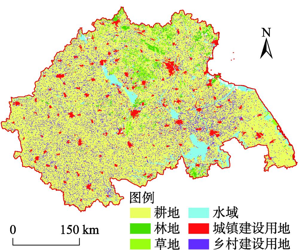 Distribution of urban and rural construction land in Huaihai Economic Zone