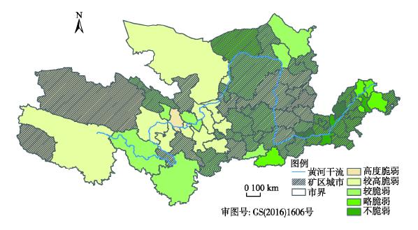 黄河流域矿产资源开发区生态脆弱性空间分布Figure 2