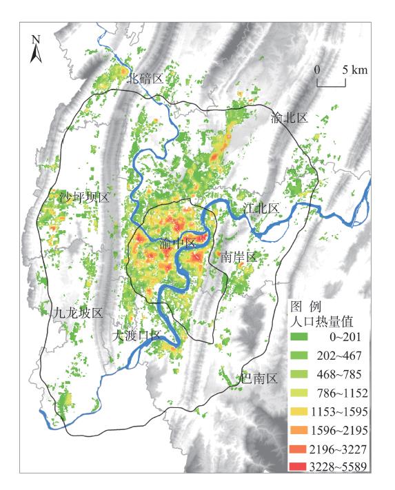 Spatial distribution of population heat map in Chongqing central city