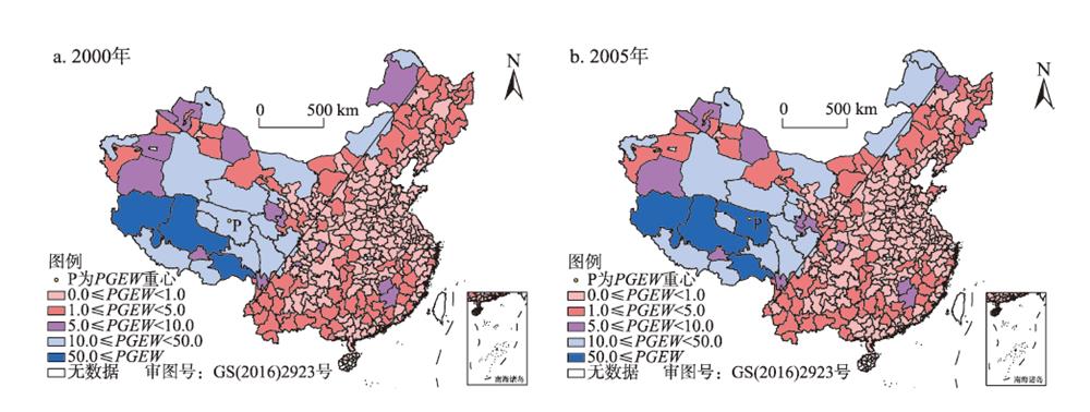 Spatial pattern of per capita ecological well-being of prefectural-level and above cities in China