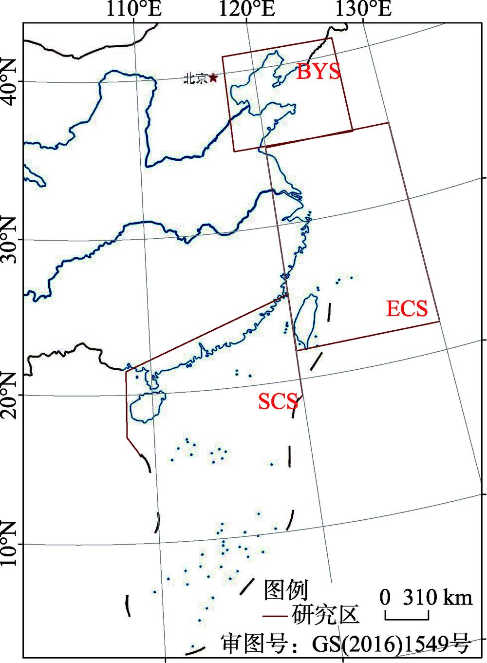 The study area (BYS: Bohai and Yellow Sea; ECS: East China Sea; SCS: South China Sea)
